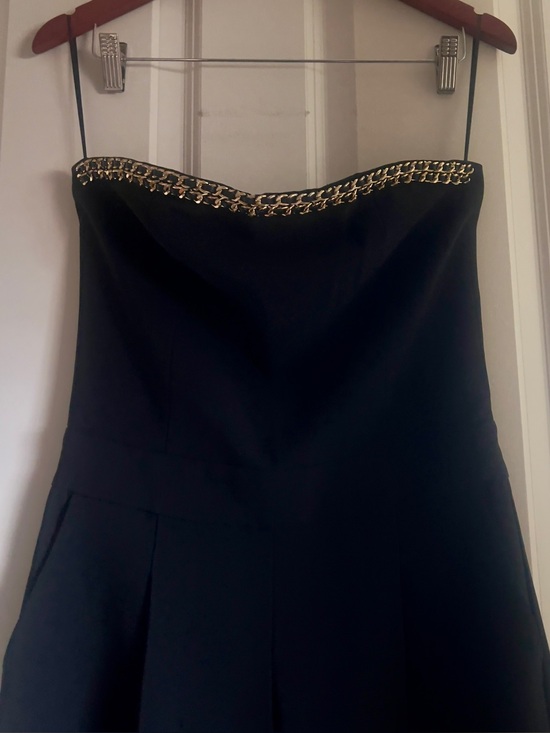 Generation Love Pants - Generation Love Black Jumpsuit with Gold Chain Top Accent Strapless NWT